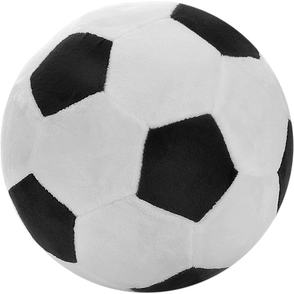 Fluffy Fylt Fotball Plysj Pute Svart og Hvit 7x7x7\"