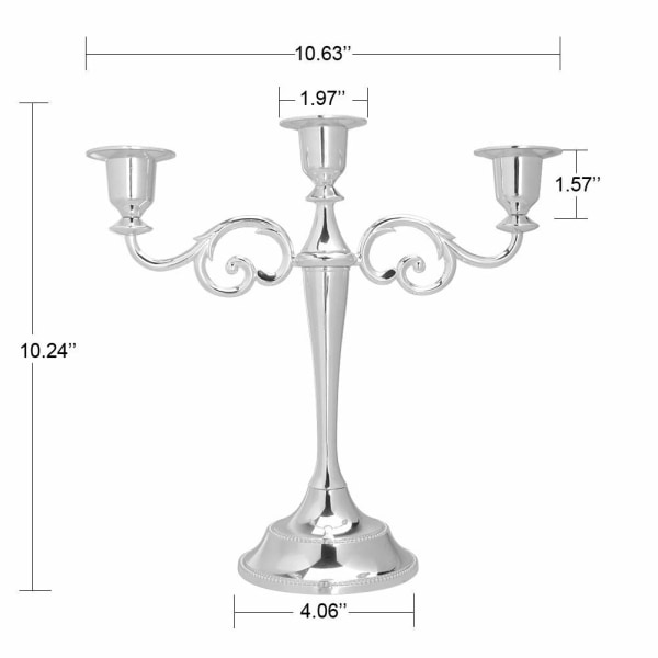 Metall Ljusstake 3-armad Ljusstativ Antik Pelare Kandelaber Ljusstake Chic Dekor För Bröllopsdekoration (Silver)