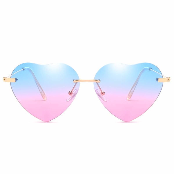 Solglasögon för kvinnor, hjärtformade solglasögon blå och rosa