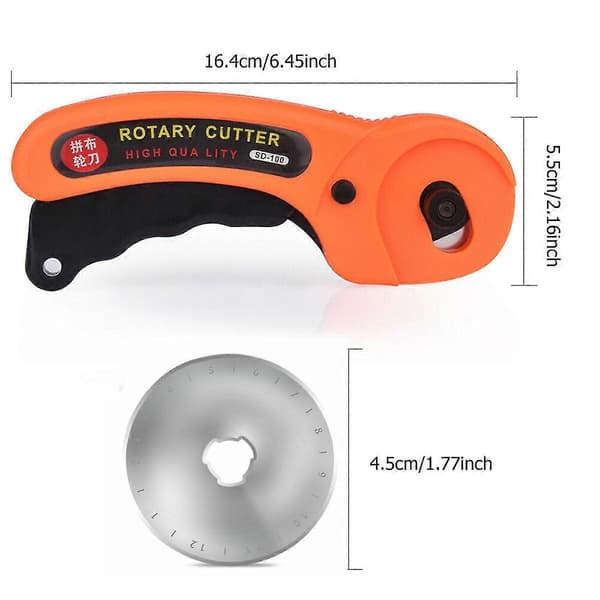 45mm pyöröleikkuri + 10 terää tilkkutöihin, ompeluun, kankaan leikkaamiseen