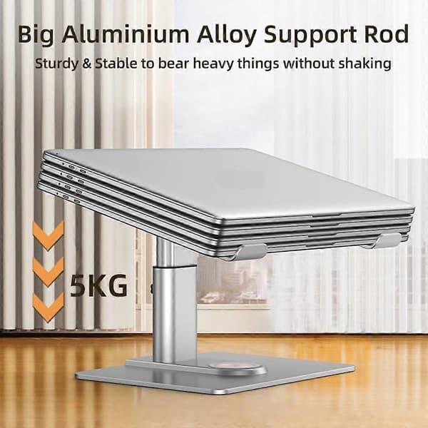 E7BW 15W Trådlös Laddare Aluminiumlegering Skrivbordsställ Laptop Riser - Silver