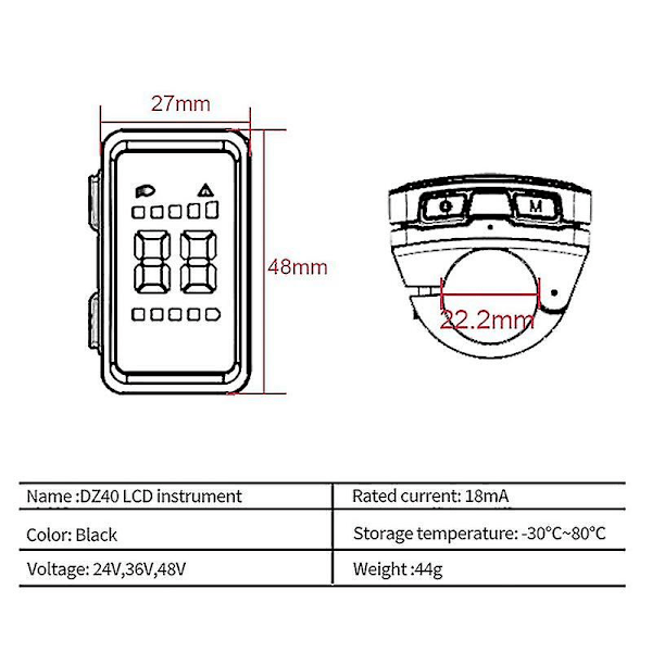 E-Cykel Display DZ40 Skärmdisplay för Mittmotor BBS01 02 HD Elcykeldelar