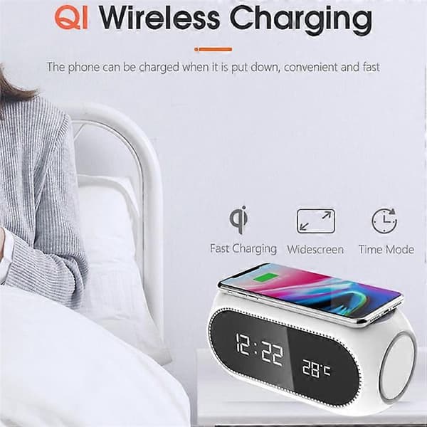 W288 ABS Temperatur Datumvisning Digital Väckarklocka 15W Trådlös Laddare