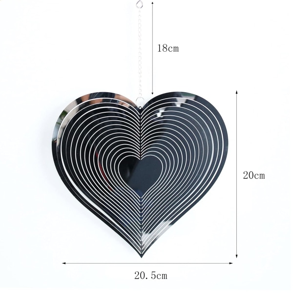 Spiral Hjerte Vindspil 360 Grader Spinners Metal Have Ornament Dekoration Til Udendørs Indendørs Hjem Soveværelse Stue Vindue Korridor Gård Dekoration