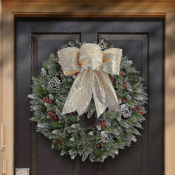 8 st Glitter Julkrans Rosett Julgransprydnader Rosetter För Juldekoration gold