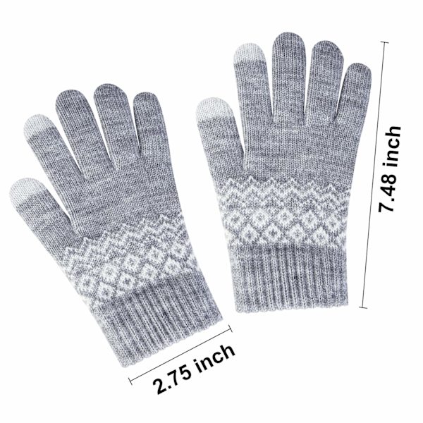 Fashion handskar dam vinter varma pekskärm vinterhandskar snöblommtryck håller värmen med kashmir för kvinnor och män återanvändbara black/grey