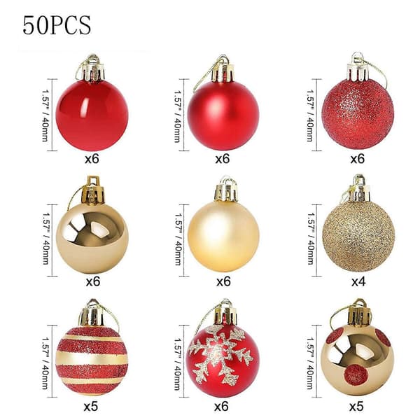 julepynt 50 stk. julepynt træ kugle julekugle hængende hjemmefest ornament dekoration
