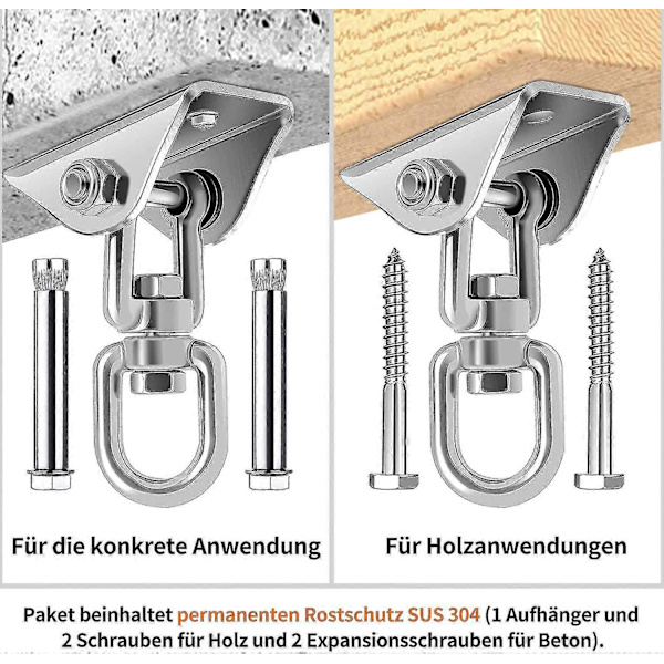 Krog 180 Swing, rustfrit stål, kraftig loftmontering op til 450 kg