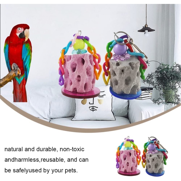 2 stk Parrot Chew Toy Naturlige materialer (tilfeldig farge)