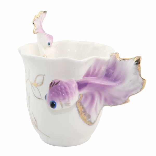 Kaffekoppsett Motegave Keramisk tesett Ny kreativ personlighet Gullfiskmodell (lilla)