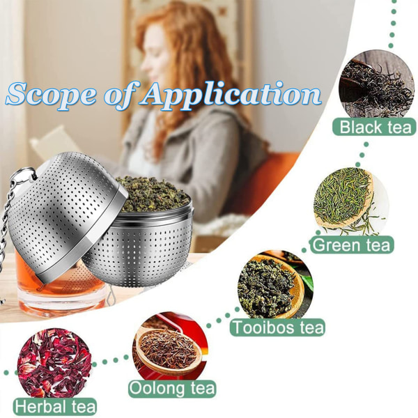 Tea Infuser irtoteetä varten, ruostumattomasta teräksestä valmistettu Tea Infuser Mesh -tee- ja yrttipallosiivilä, tippa-alustalla, teetä, yrttiteetä, mukeja teekannuja mausteita varten