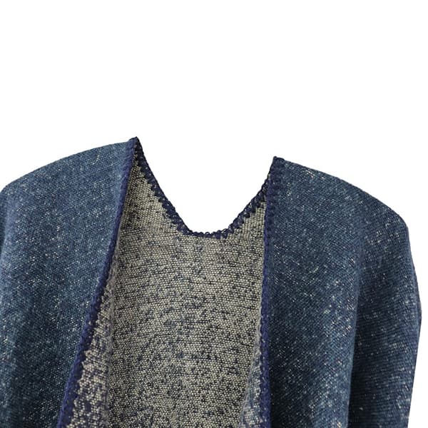 Kvinners Poncho Strikket Oversized Teppe Cape Skjerf Navy blue