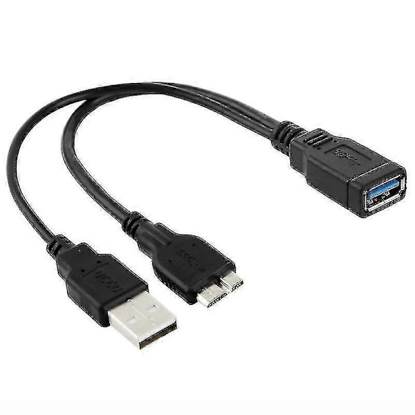 Usb 3.0 Otg-kabel med strøm til Galaxy Note Iii / N9000, Længde: 22 cm (Sort)