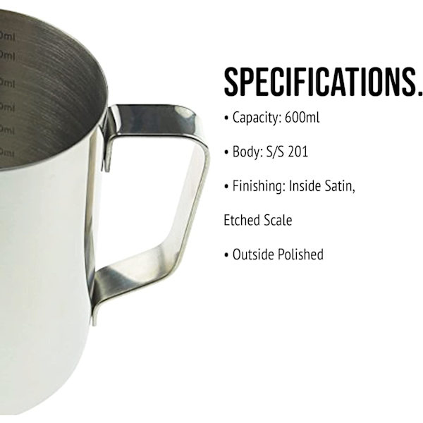 600 ml Barista melkeskummer for kaffemaskin, for skumming av melk