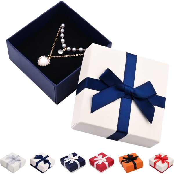 2-pack smycken presentförpackning med lock, 7,5x7,5x3,5 cm Vit
