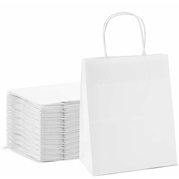 100 stk handlepose med håndtak 20,3x12x26,7cm hvit