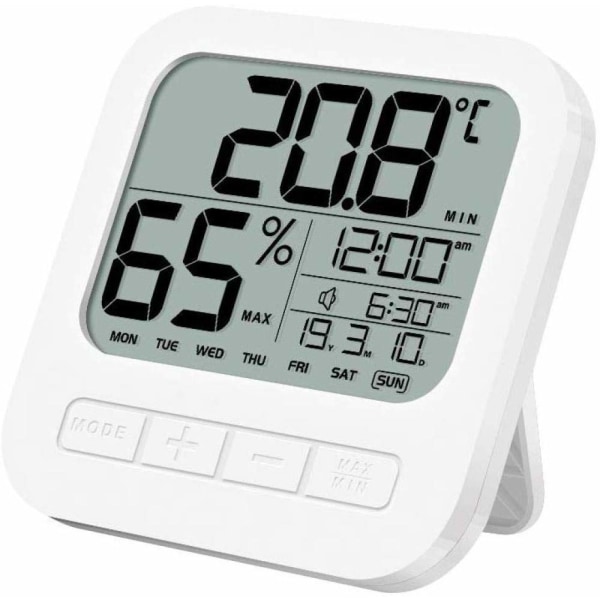 Vækkeur LCD temperatur- og luftfugtighedsmåler Vækkeur Hjem Elektronisk digitalt temperatur- og fugtvækkeur