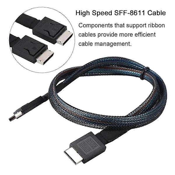 PCIE4.0 MINI SAS-kabel 24Gbps Oculink Data Extension-kabel SFF-8611 til SFF-8611 Server Data Transfer Line (0,5 m)