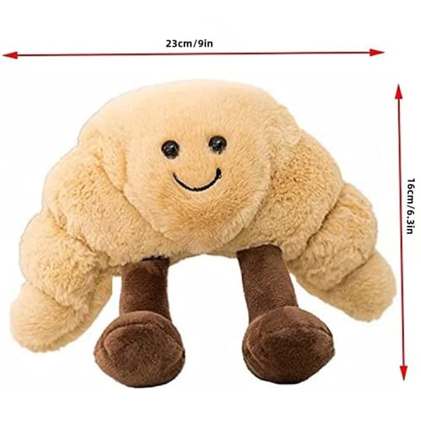 23CM Kreativ Simulering Smiley Croissant Plysjdukke Festdekorasjoner Blid Dukke Valentinsdag Gave Barnets Dag Gave (1 Stykke)