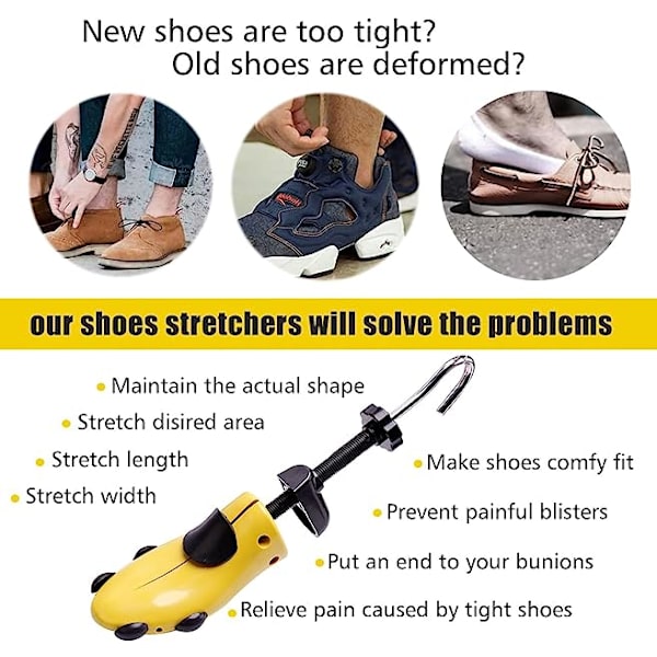 Skosträckare för kvinnor och män, 4-vägs skobreddare damskostretcher instep expandrar stretch längd bredd höjd med 8 liktornpluggar och 2 höjdkuddar