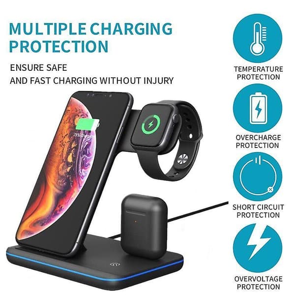 3-i-1 Universal 15w Qi Trådløs Oplader Til Iphone 11 Pro Max F