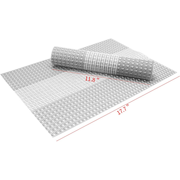 Set med 6 vaskbare PVC-plastbrikker (glittergrå)