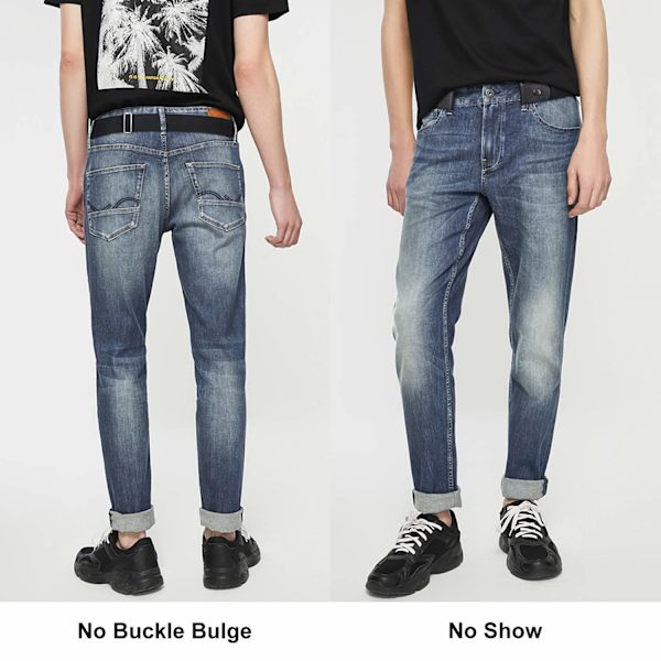 Herr Bälte utan Spänne Spänne Fri Ingen Show Elastiska Bälten Kvinnor Unisex Osynlig Justerbar Midjebälte för Jeans Byxor, Svart