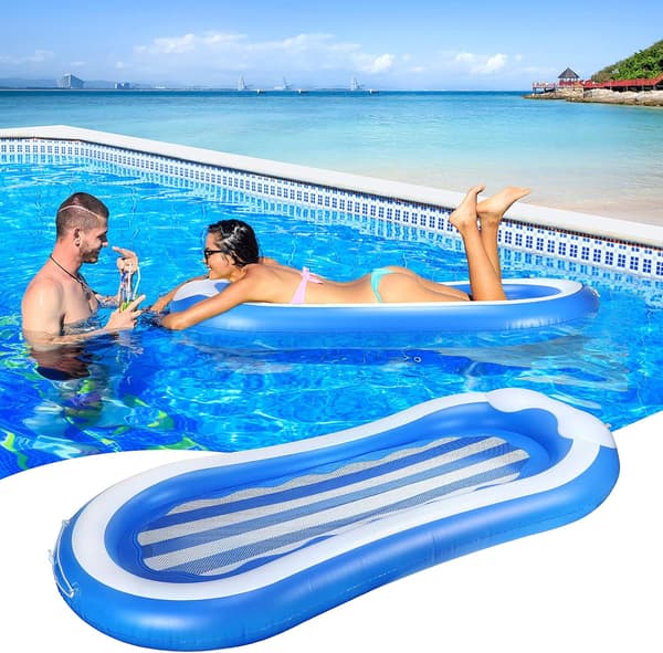 Pool Inflatables för vuxna, uppblåsbara pool flyter stol Mesh Vatten Hängmatta Pool Lounger