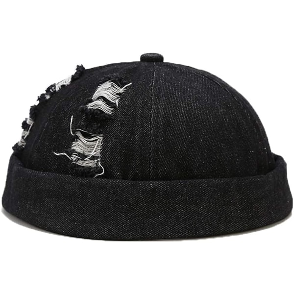 Miesten naisten cap denim reunattomat hatut säädettävällä mustalla