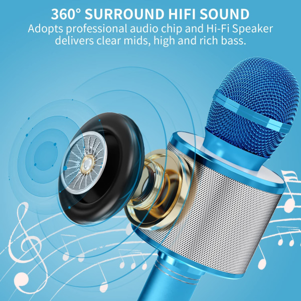 Karaoke-mikrofon med högtalare - Blå