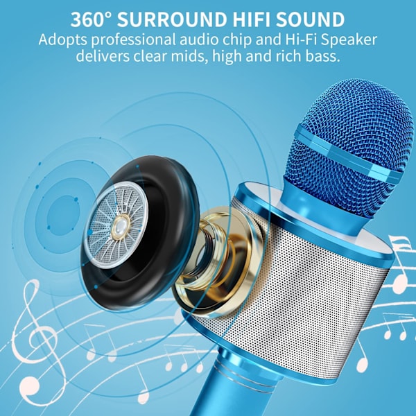 Karaoke-mikrofon med højttaler - Blå