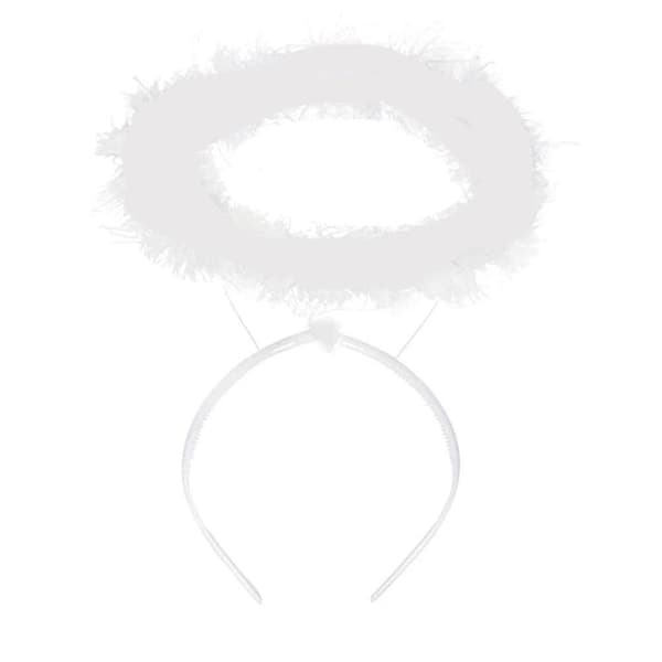 Engel Halo - Hvid Fjer Fluffy Hårbøjle Tilbehør Til Engel