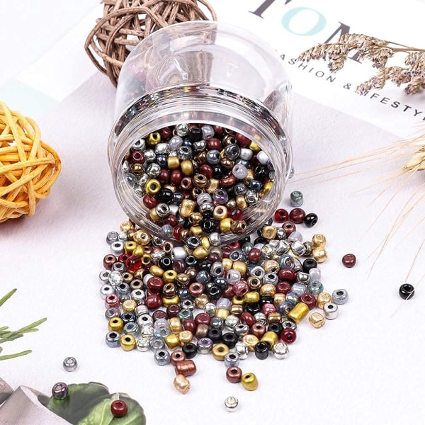 Glaspärlor Kit 9600st, DIY-pärlor för smyckestillverkning, 3 mm