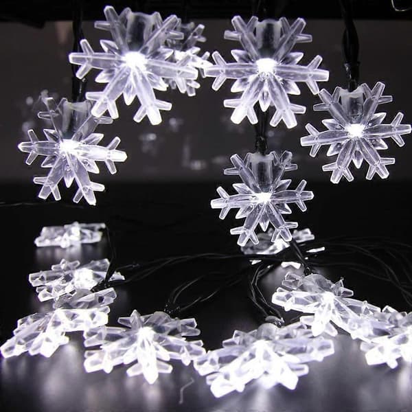 Solar Snowflake lyskæde med 20 LED-fe lys til juledekoration White