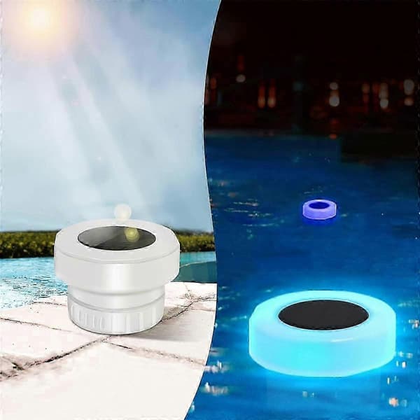 Pool Chlorine Floater, Swimmingpool Klor Dispenser med Solcellelys, Flydende Klor Dispenser