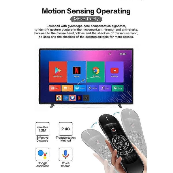 Musta Type C Ilmahiiri Mini Näppäimistö Langaton Kaukosäädin Android Älytelevisioon