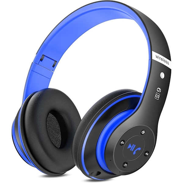 Bluetooth-hörlurar Over Ear, med HD-mikrofon, FM, Tf för PC black blue