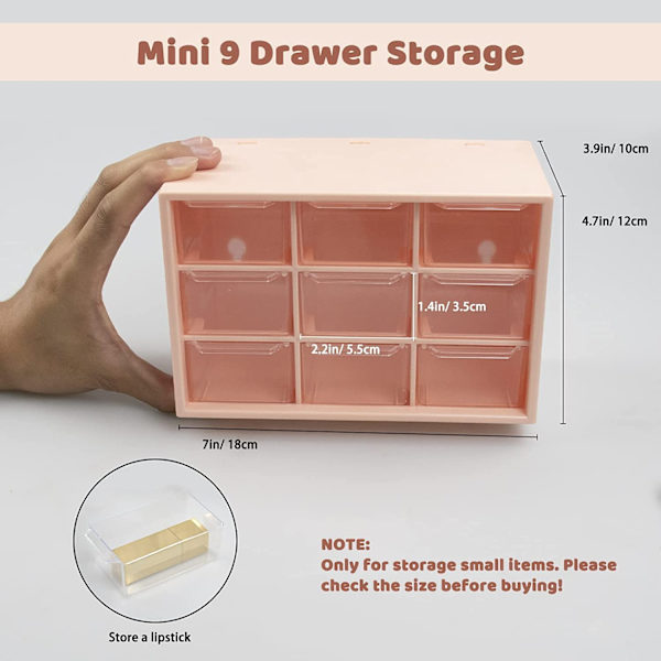 Mini Plast Skuffe Organiser, Organiser til Kontorartikler, Pink