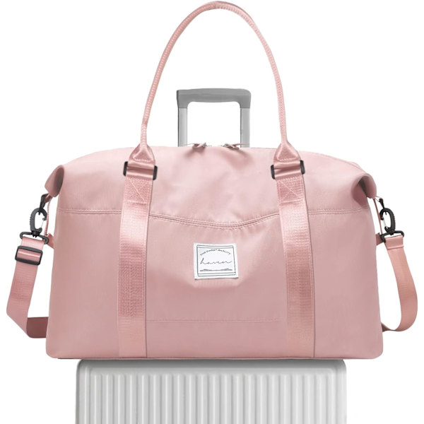 Weekend Bag, Overnatting Bag Carry on Bag Holdalls Reisebag for Kvinner Gym Vanntett Weekender Tote Bag pink