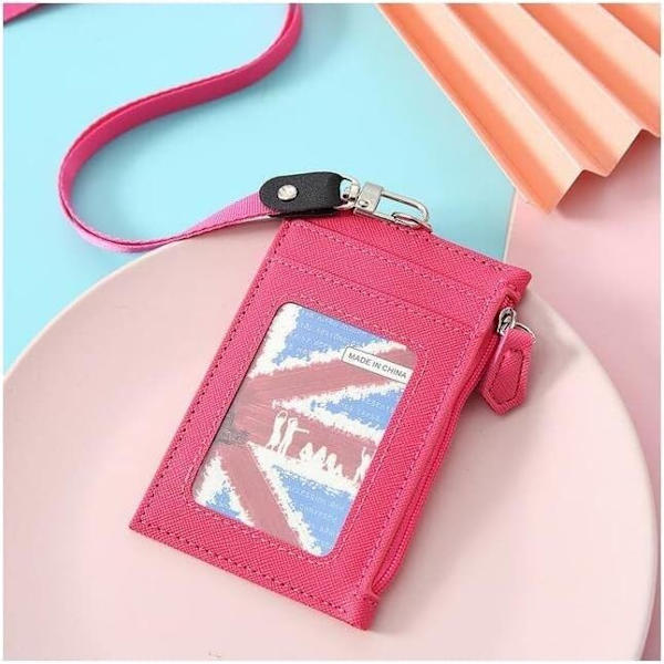 Badge Lanyard, Kortindehaver til Lanyard, 3 stk. Læder Id-Etuier Hals Lanyard Mønt Penge Nøgle Kreditkort Indehaver Tegnebog Studerende Buskort Tasker Punge Badge rose