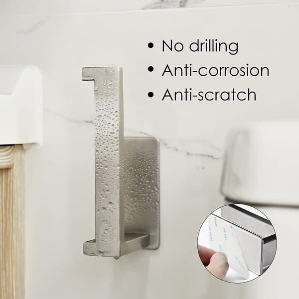 Toalettpapirholder, rullholder, selvklebende uten boring, rustfritt, sølv