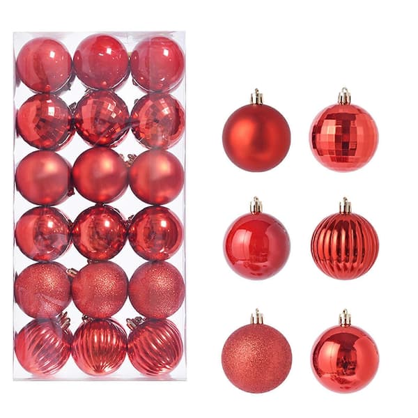 36 stk. Julekule Juletre Pynt Hjemmefest Dekor 3CM Red