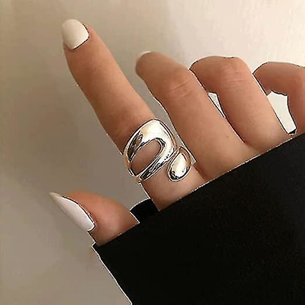 Justerbare Sterling Sølv Ringer 925 Dobbel Linjer Form Personlighet Ring Fint Smykke