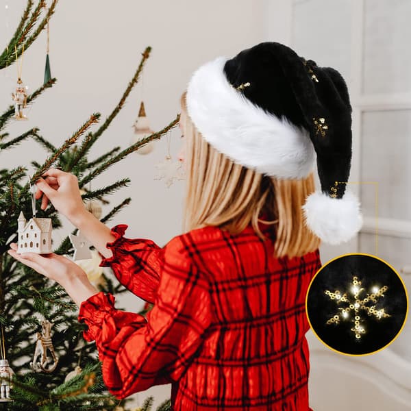 Julhatt för vuxna, Julhatt Sammet Tomtehatt med Foder för Unisex Varm Tomtehatt Jul- och Nyårstillbehör Julhatt
