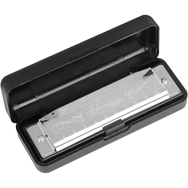 Blues Harmonica Munnspill, Diatonisk Blues Harmonica i C-tone, 10 Huller 20 Toner Blues Harp Munnspill Harmonica (Rose Red) silver