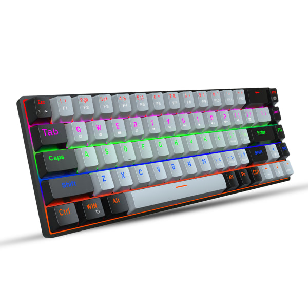 V800 Kablet Mekanisk tastatur 68 Taster RGB Gaming Keyboard med aftageligt Type-C kabel ABS Keycap grey