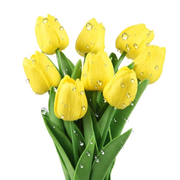 Konstgjorda tulpaner Blommor för heminredning, 8 st Gul
