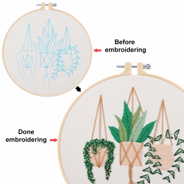 Fuld serie broderi startpakke, DIY korssting stemplet broderi kit til voksne begynder starter (planter blomster)