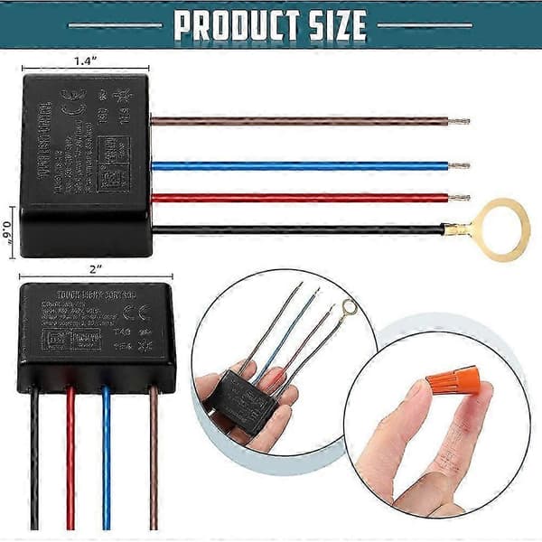 Touch Lamp Switch 2-pack, Touch Lamp Control Module för dimbar LED, Glödlampor, Lamp Switch Replacement K)