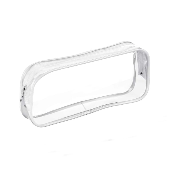 Transparent PVC Pencil Cases Toiletries Bag with Zipper (White)